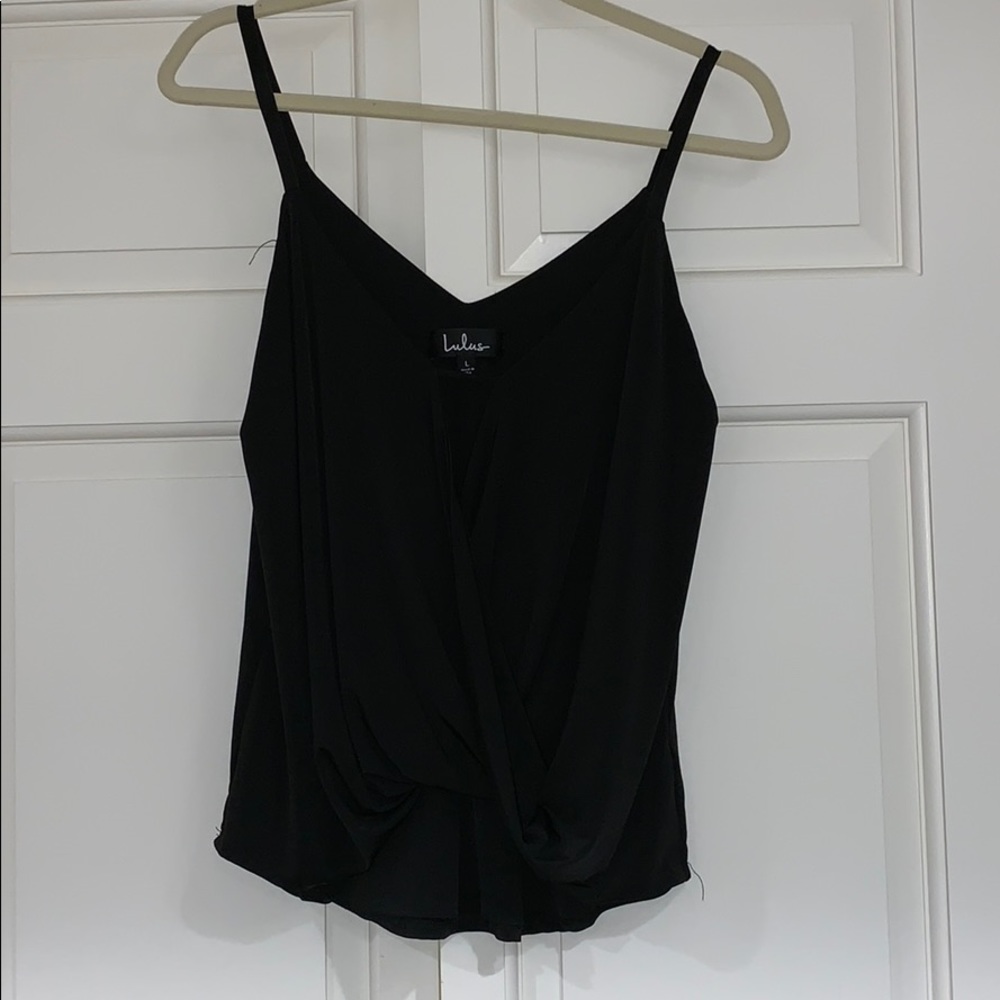Lulus wrap front tank top black